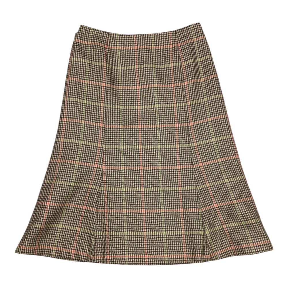 Vintage Talbots Checked A-Line Skirt Brown Green Pink Sz 6 Lined Preppy Career